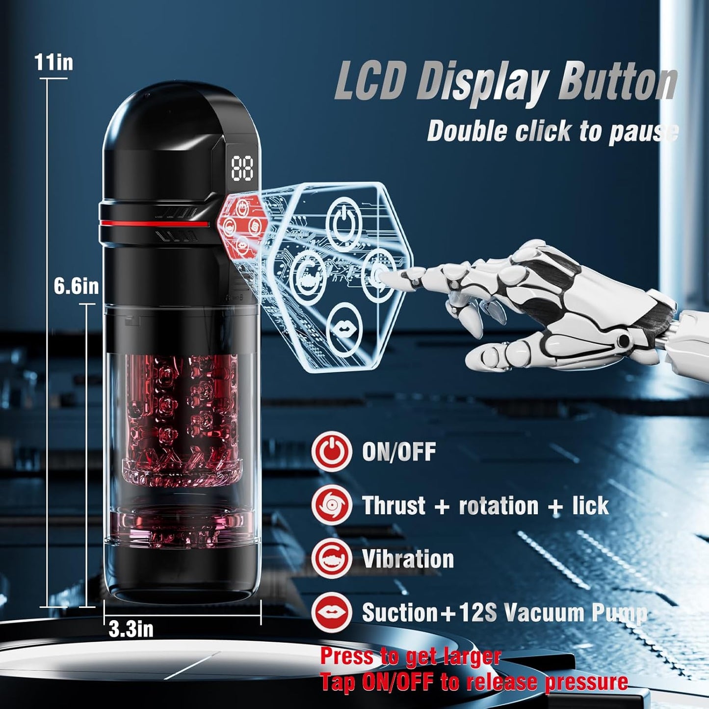 Ultimate 12S Vacuum Penis Pump – Thrusting, Rotating & Licking Male Masturbator