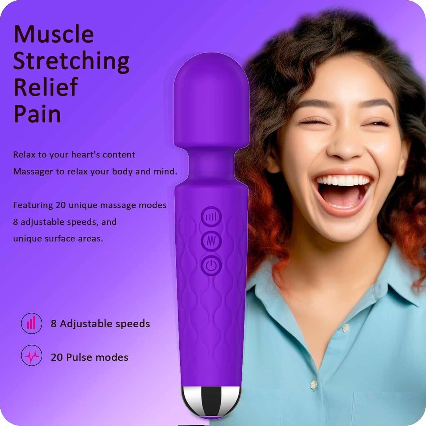 Power Wand – 8-Speed, 20-Pattern G-Spot & Clitoral Vibrator